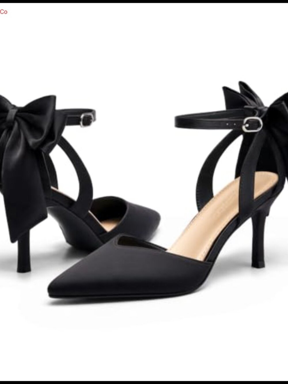 Women's Kitten Heels Closed Pointed Toe Pumps Bow Ankle Strap Wedding Party